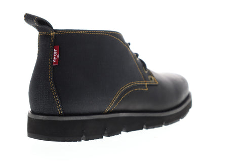 Levis Bradford 518553-A48 Mens Black Leather High Top Lace Up Chukkas Boots