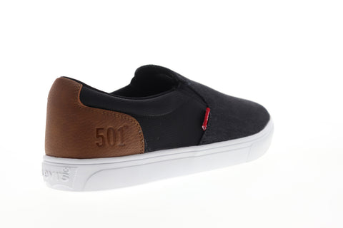 Levis Jeffrey 501 Slip On 519216-01A Mens Black Canvas Lifestyle Sneakers Shoes