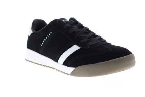 Skechers Zinger Ventich 52328 Mens Black Suede Lace Up Low Top Sneakers Shoes