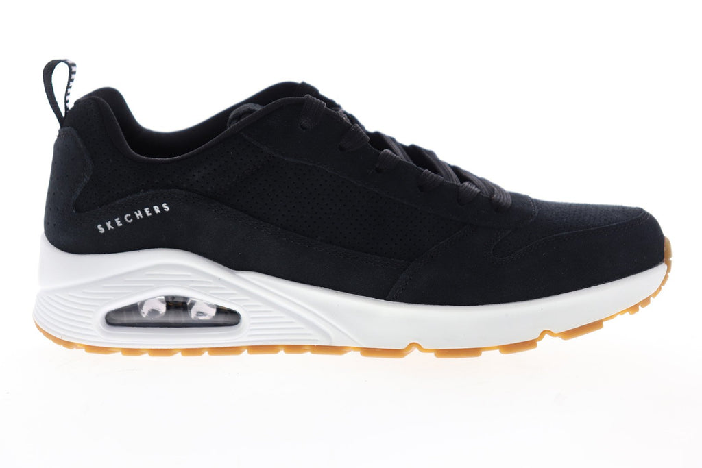 Skechers Uno 52456 Mens Black Suede Lace Up Lifestyle Sneakers Shoes ...