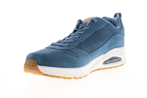 Skechers Uno 52456 Mens Blue Suede Lace Up Low Top Sneakers Shoes