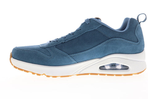 Skechers Uno 52456 Mens Blue Suede Lace Up Low Top Sneakers Shoes