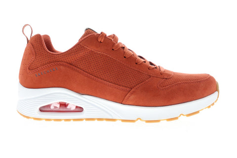Skechers Uno 52456 Mens Orange Suede Lace Up Low Top Sneakers Shoes