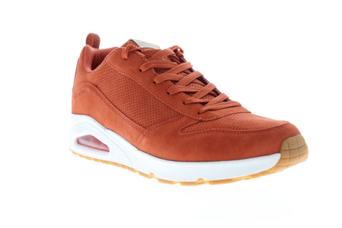 Skechers Uno 52456 Mens Orange Suede Lace Up Low Top Sneakers Shoes