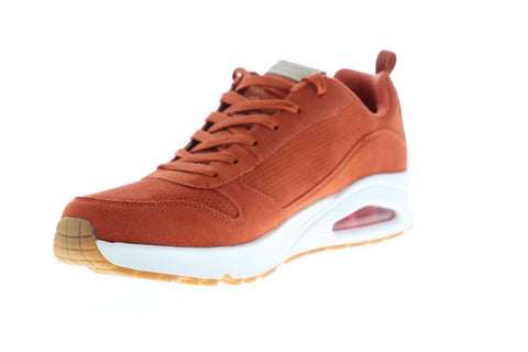Skechers Uno 52456 Mens Orange Suede Lace Up Low Top Sneakers Shoes