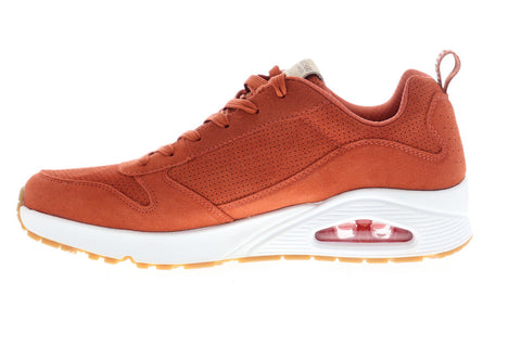 Skechers Uno 52456 Mens Orange Suede Lace Up Low Top Sneakers Shoes