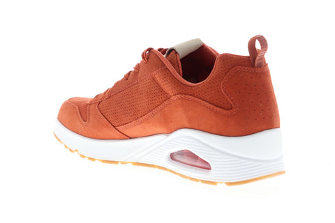Skechers Uno 52456 Mens Orange Suede Lace Up Low Top Sneakers Shoes