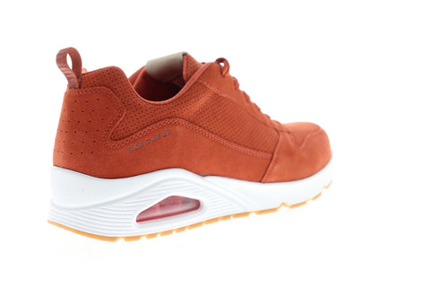 Skechers Uno 52456 Mens Orange Suede Lace Up Low Top Sneakers Shoes