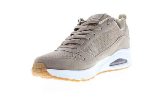 Skechers Uno 52456 Mens Gray Suede Lace Up Low Top Sneakers Shoes