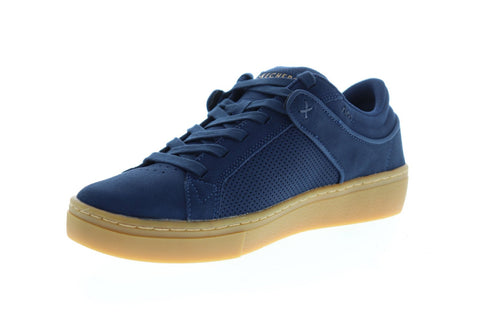 Skechers Goldie Brybe 52464 Mens Blue Suede Lace Up Low Top Sneakers Shoes