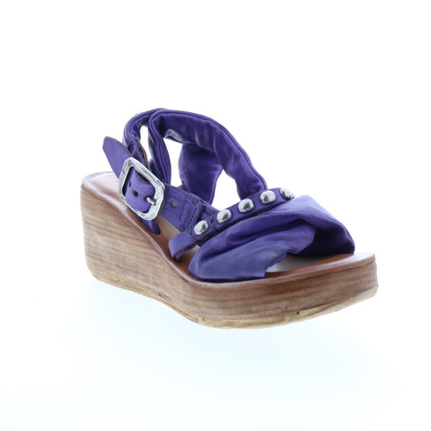A.S.98 Nolie 528078-201 Womens Purple Leather Strap Sandals Shoes