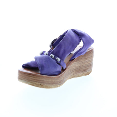A.S.98 Nolie 528078-201 Womens Purple Leather Strap Sandals Shoes