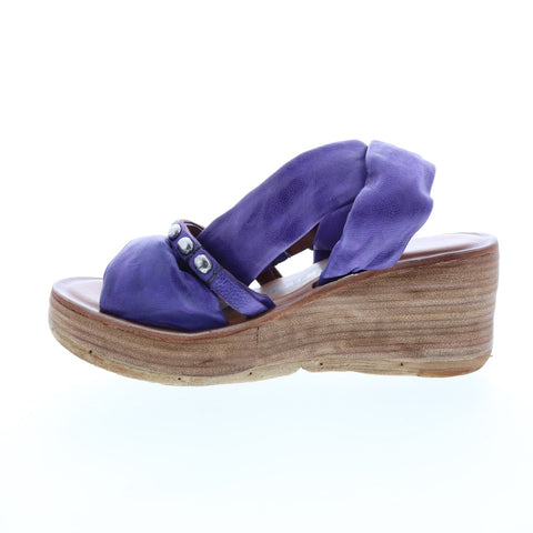 A.S.98 Nolie 528078-201 Womens Purple Leather Strap Sandals Shoes