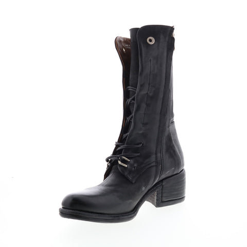 A.S.98 Opie 548213-201 Womens Black Leather Lace Up Casual Dress Boots
