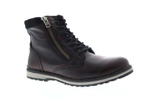 GBX Dern Plain Toe Mens Red Leather Work Lace Up Boots Shoes