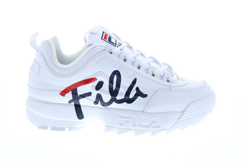 Fila Disruptor II Script Womens White Synthetic Lifestyle Sneakers Shoes