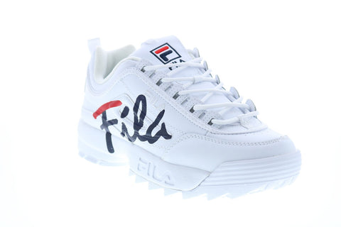 Fila Disruptor II Script Womens White Synthetic Lifestyle Sneakers Shoes
