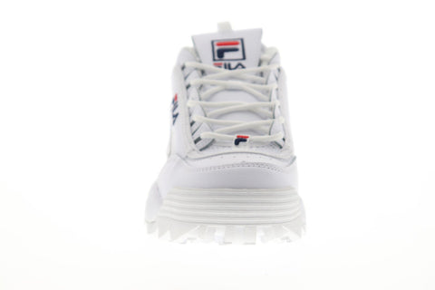 Fila Disruptor II Premium Womens White Leather Low Top Sneakers Shoes