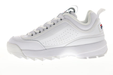Fila Disruptor II Premium Womens White Leather Low Top Sneakers Shoes