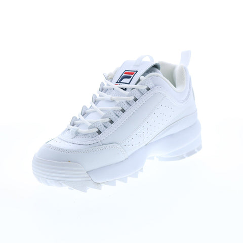 Fila Disruptor II Embroidery Womens White Leather Lifestyle Sneakers Shoes