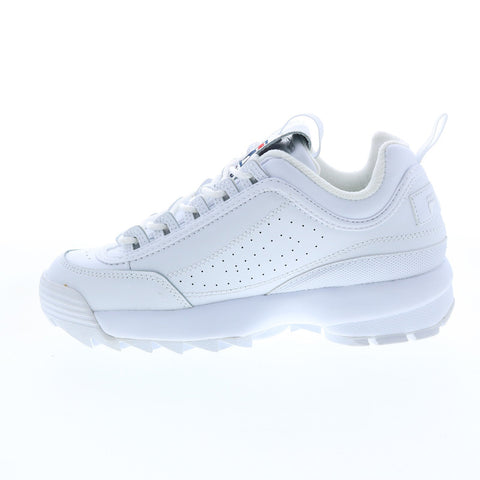 Fila Disruptor II Embroidery Womens White Leather Lifestyle Sneakers Shoes
