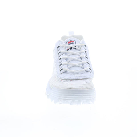 Fila Disruptor II Clear Logos Womens White Canvas Lifestyle Sneakers Shoes