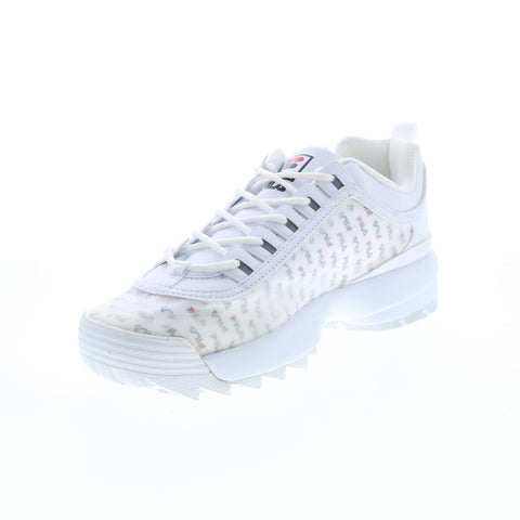 Fila Disruptor II Clear Logos Womens White Canvas Lifestyle Sneakers Shoes