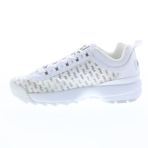 Fila Disruptor II Clear Logos Womens White Canvas Lifestyle Sneakers Shoes