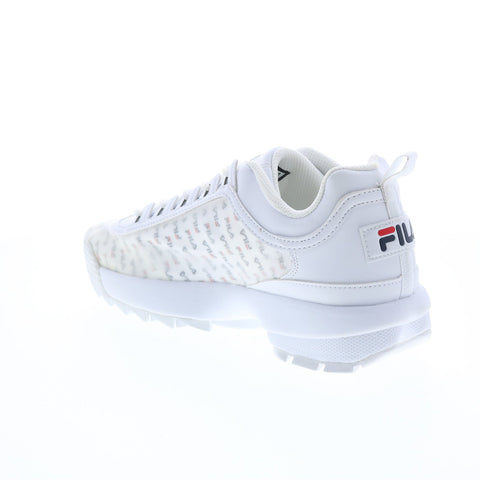 Fila Disruptor II Clear Logos Womens White Canvas Lifestyle Sneakers Shoes