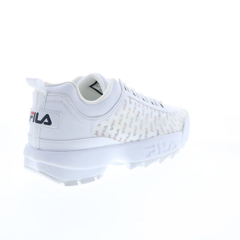 Fila Disruptor II Clear Logos Womens White Canvas Lifestyle Sneakers Shoes