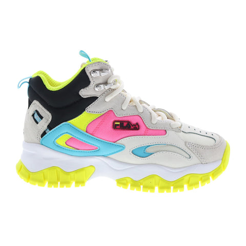 Fila Ray Tracer Trail 2 Mid Womens Beige Leather Lifestyle Sneakers Shoes