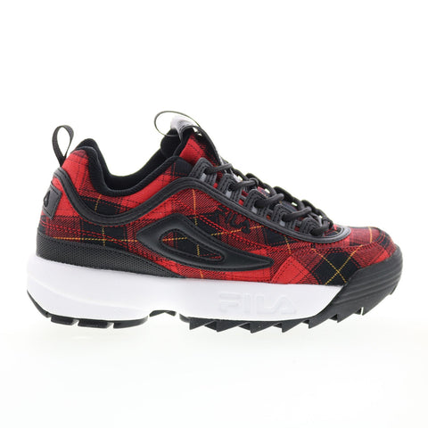 Fila Disruptor II Plaid 5XM00796-014 Womens Red Lifestyle Sneakers Shoes