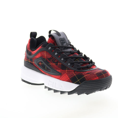 Fila Disruptor II Plaid 5XM00796-014 Womens Red Lifestyle Sneakers Shoes