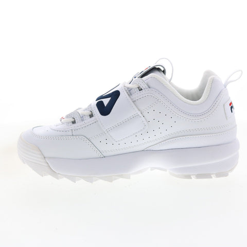 Fila Disruptor II Applique Womens White Leather Lifestyle Sneakers Shoes