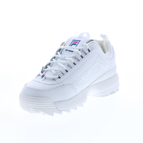Fila Disruptor II Premium Womens White Leather Lifestyle Sneakers Shoes