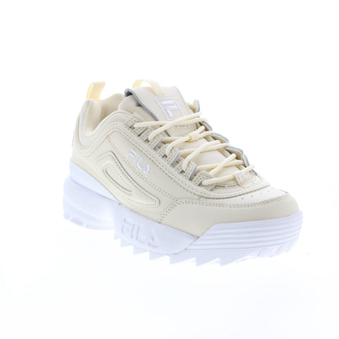 Fila Disruptor II Premium Womens Beige Leather Lifestyle Sneakers Shoes