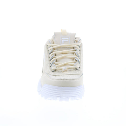 Fila Disruptor II Premium Womens Beige Leather Lifestyle Sneakers Shoes