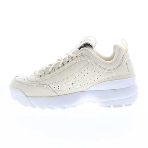 Fila Disruptor II Premium Womens Beige Leather Lifestyle Sneakers Shoes