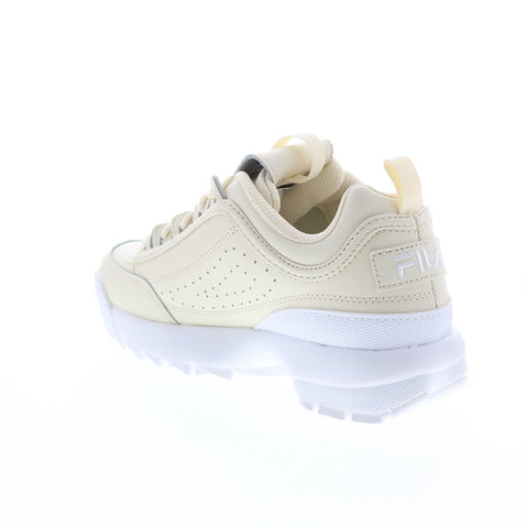Fila Disruptor II Premium Womens Beige Leather Lifestyle Sneakers Shoes