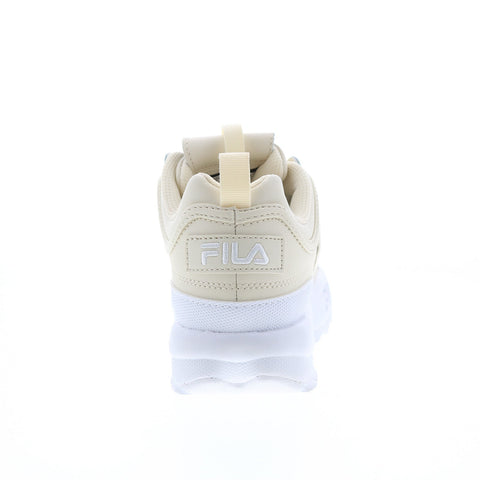 Fila Disruptor II Premium Womens Beige Leather Lifestyle Sneakers Shoes