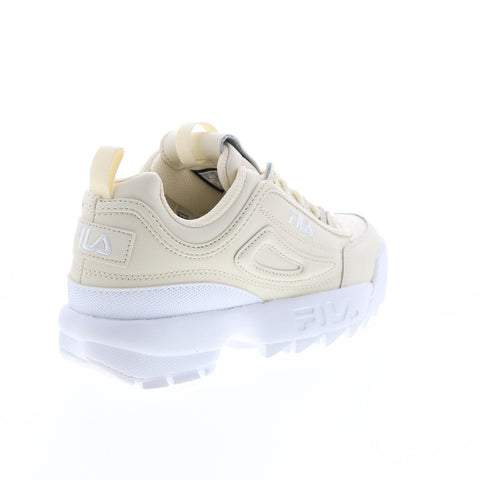 Fila Disruptor II Premium Womens Beige Leather Lifestyle Sneakers Shoes