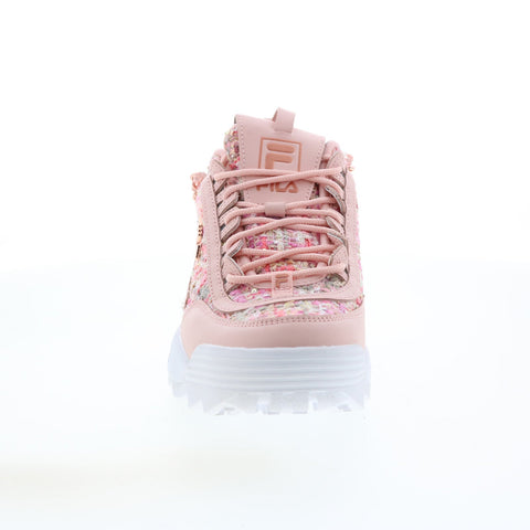 Fila Disruptor II Tweed Lux Womens Pink Leather Lifestyle Sneakers Shoes