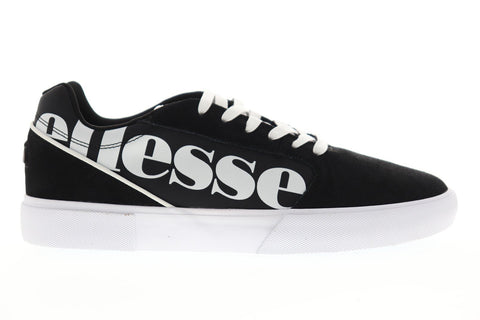 Ellesse Ostuni Mens Black Suede Low Top Lace Up Sneakers Shoes