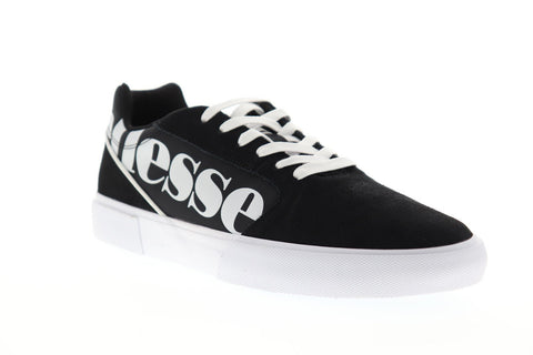 Ellesse Ostuni Mens Black Suede Low Top Lace Up Sneakers Shoes