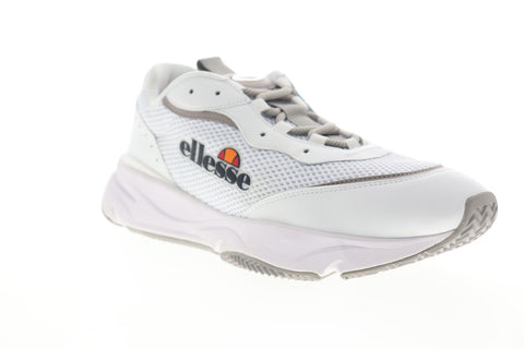 Ellesse Massello Text 6-10145 Mens White Mesh Low Top Lifestyle Sneakers Shoes