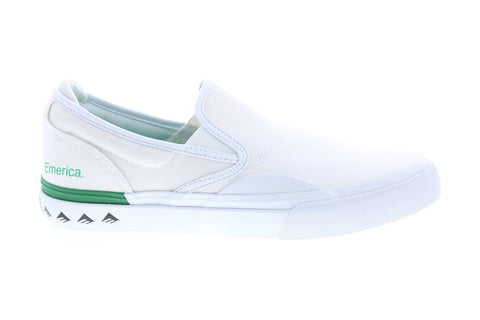 Emerica Wino G6 Slip-On Mens White Canvas Skate Inspired Sneakers Shoes
