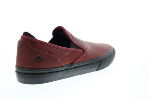 Emerica Wino G6 Slip On Mens Red Leather Skate Inspired Sneakers Shoes