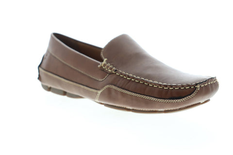 Izod Burney 630214 Mens Brown Leather Casual Slip On Loafers Shoes