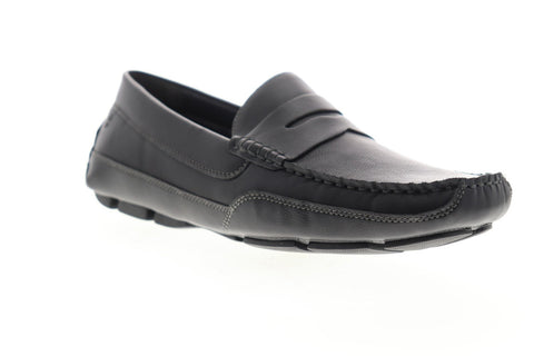 Izod Burre BURRE Mens Black Synthetic Slip On Loafers & Slip Ons Penny Shoes