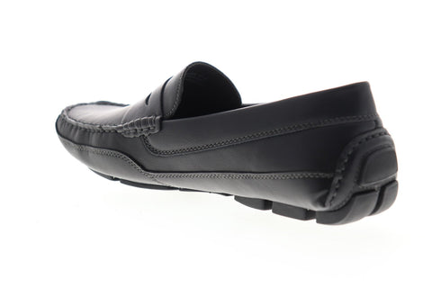 Izod Burre 630228 Mens Black Leather Casual Slip On Loafers Shoes
